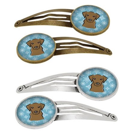 CAROLINES TREASURES Snowflake Chocolate Labrador Barrettes Hair Clips, Set of 4, 4PK BB1668HCS4